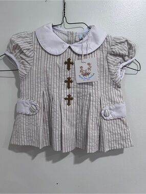 Busy Bee Smocks! Baptism Easter Matching Set with Peter Pan collar - 18 Months